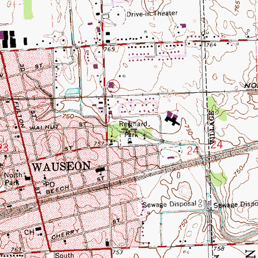 Topographic Map of Reighard Park, OH
