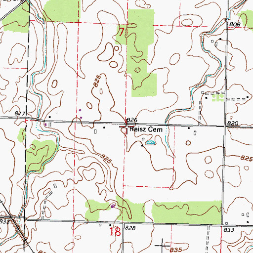 Topographic Map of Reisz Cemetery, OH