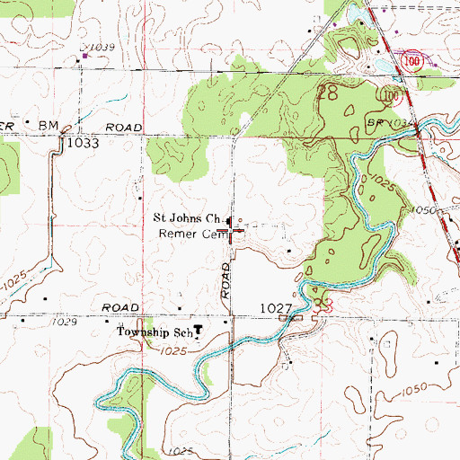 Topographic Map of Remer Cemetery, OH