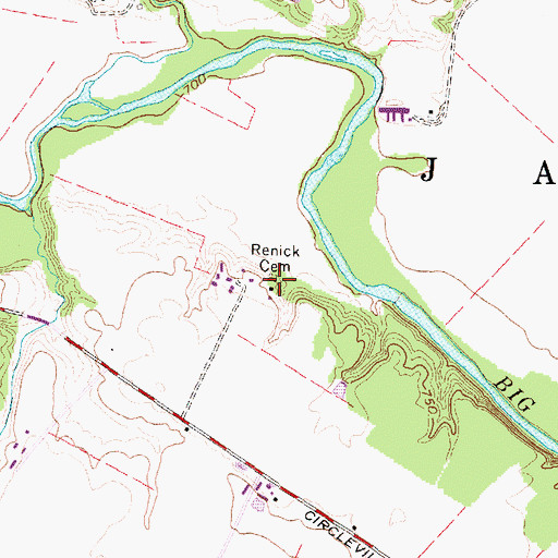 Topographic Map of Renick Cemetery, OH