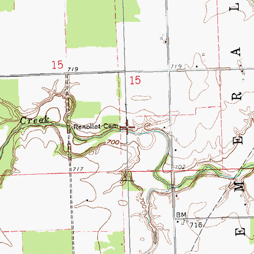Topographic Map of Renollet Cemetery, OH