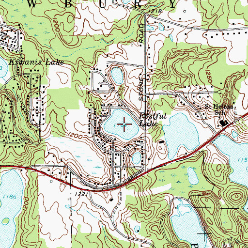 Topographic Map of Restful Lake, OH