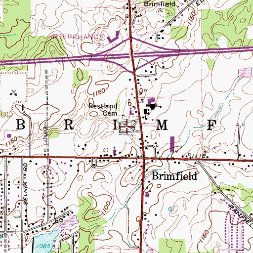 Topographic Map of Restland Cemetery, OH