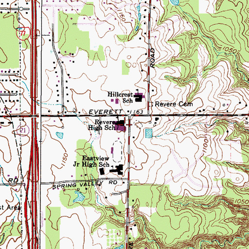 Topographic Map of Revere High School, OH