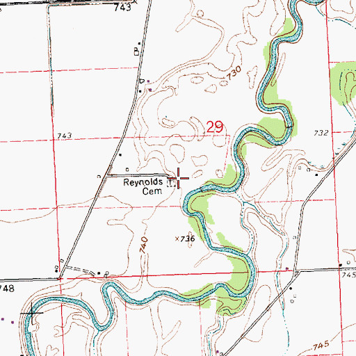 Topographic Map of Reynolds Cemetery, OH