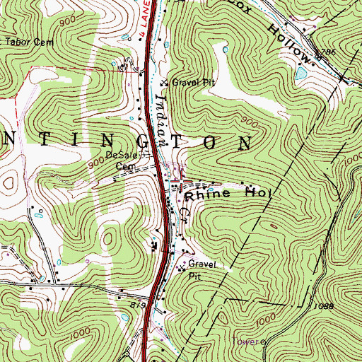 Topographic Map of Rhine Hollow, OH