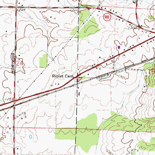 Topographic Map of Riblet Cemetery, OH