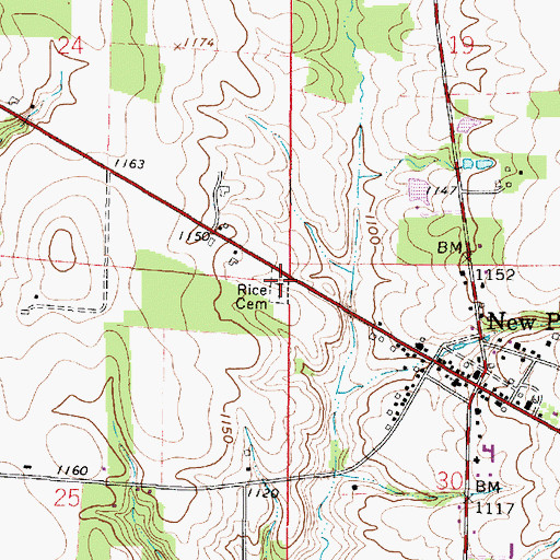 Topographic Map of Rice Cemetery, OH