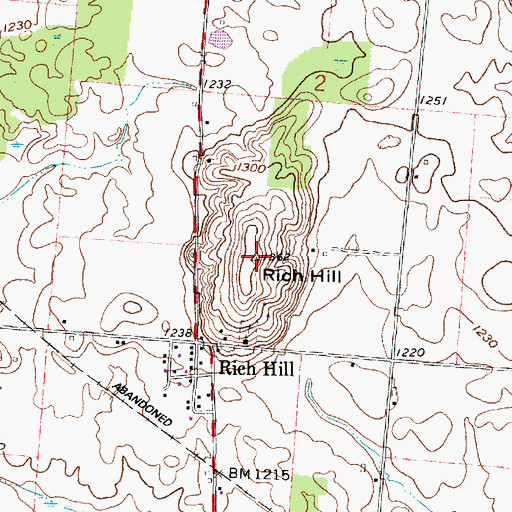 Topographic Map of Rich Hill, OH