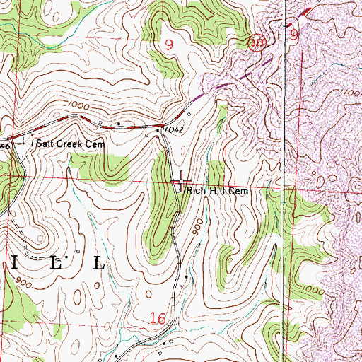 Topographic Map of Rich Hill Cemetery, OH