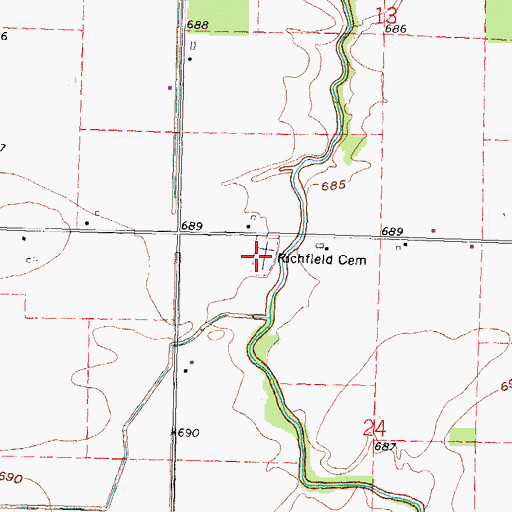 Topographic Map of Richfield Cemetery, OH