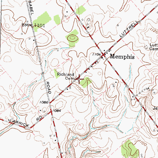 Topographic Map of Richland Cemetery, OH
