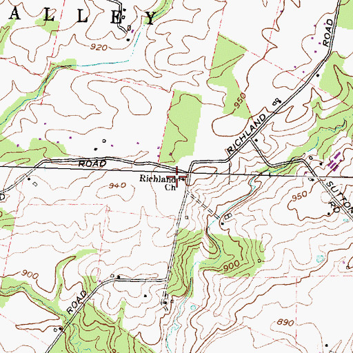 Topographic Map of Richland Church, OH