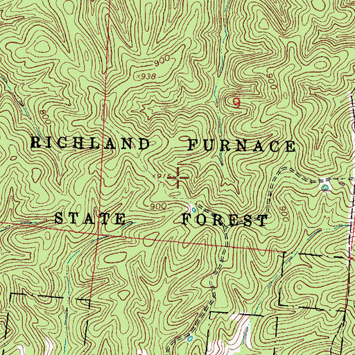 Topographic Map of Richland Furnace State Forest, OH