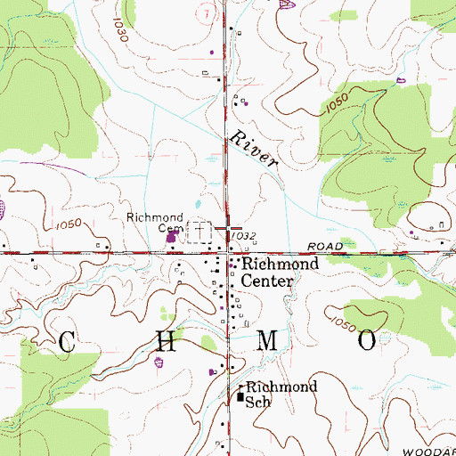 Topographic Map of Richmond Cemetery, OH