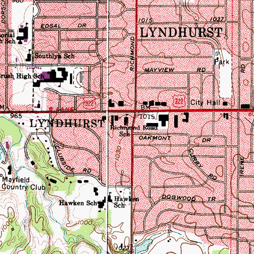 Topographic Map of Richmond Road School, OH