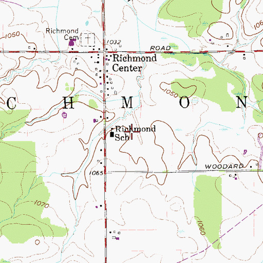 Topographic Map of Richmond School, OH