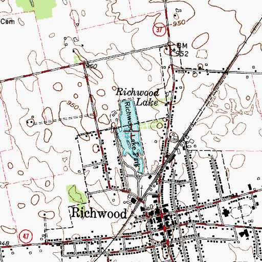 Topographic Map of Richwood Lake, OH