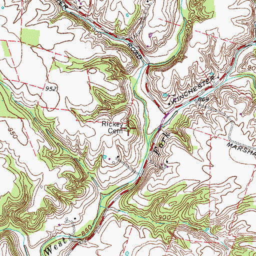 Topographic Map of Rickey Cemetery, OH