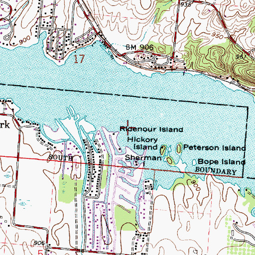 Topographic Map of Ridenour Island, OH