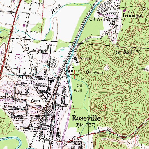 Topographic Map of Riders Run, OH