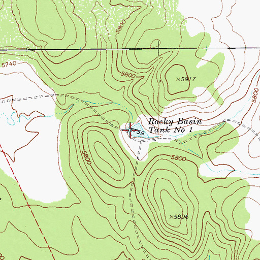 Topographic Map of Rocky Basin Tank Number One, AZ