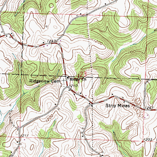 Topographic Map of Ridge Church, OH