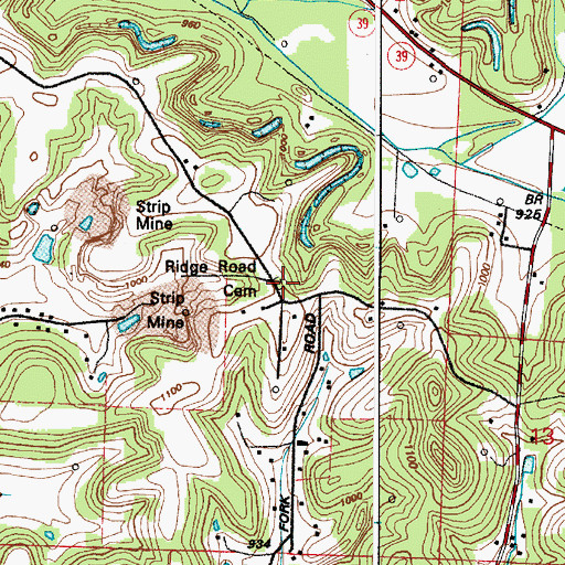 Topographic Map of Ridge Road Cemetery, OH