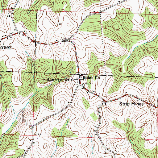 Topographic Map of Ridgeview Cemetery, OH