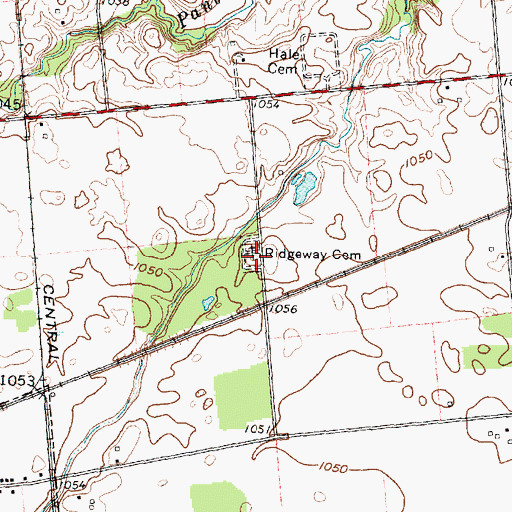 Topographic Map of Ridgeway Cemetery, OH