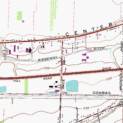 Topographic Map of Ridgeway Ditch, OH