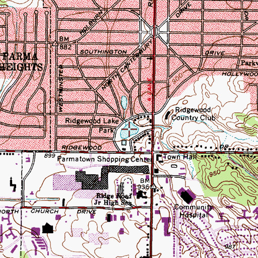 Topographic Map of Ridgewood Lake Park, OH