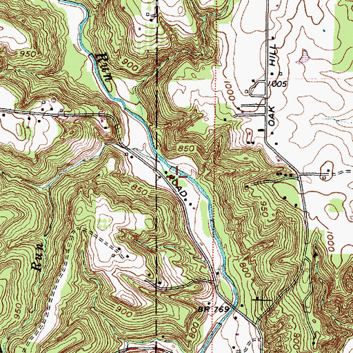 Topographic Map of Riding Run, OH
