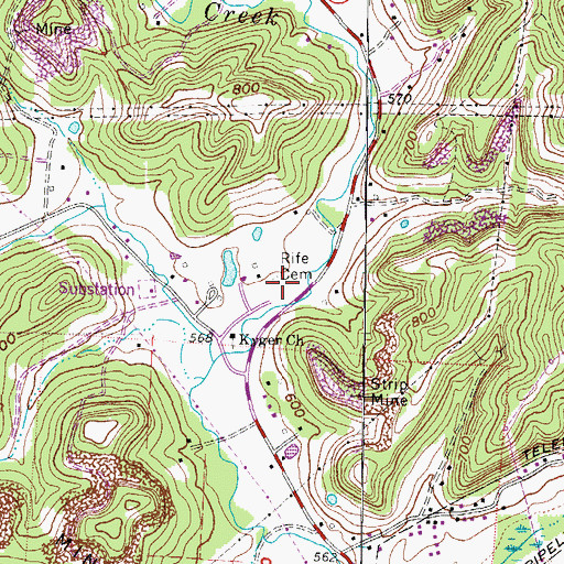 Topographic Map of Rife Cemetery, OH