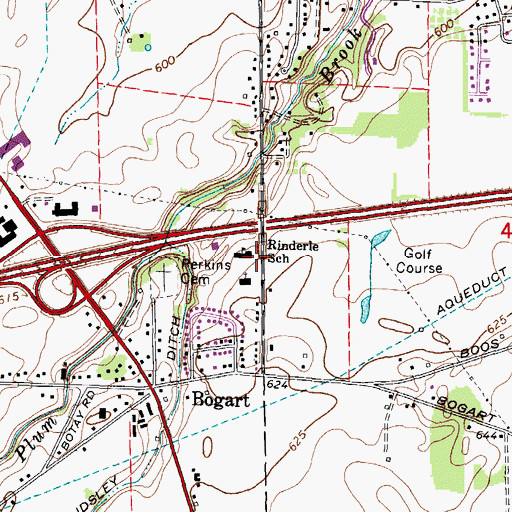 Topographic Map of Rinderle School, OH