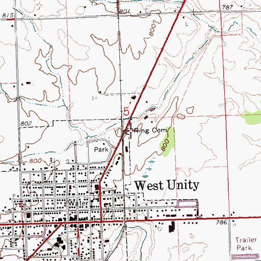 Topographic Map of Ring Cemetery, OH