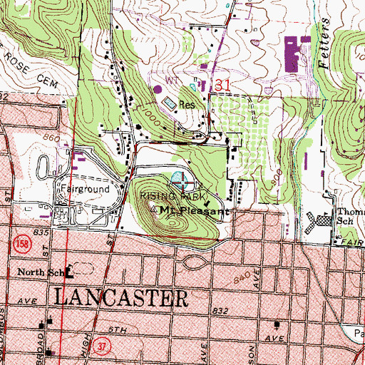 Topographic Map of Rising Park, OH