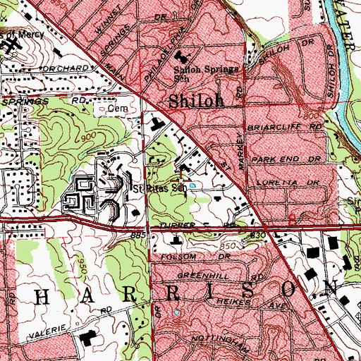 Topographic Map of Ritas School, OH