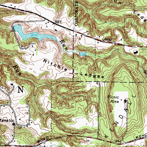 Topographic Map of Ritchie Ledges, OH