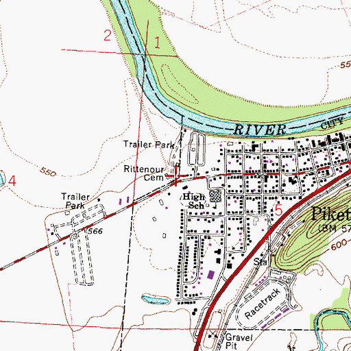 Topographic Map of Rittenour Cemetery, OH