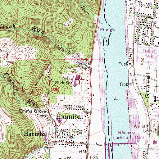 Topographic Map of River High School, OH