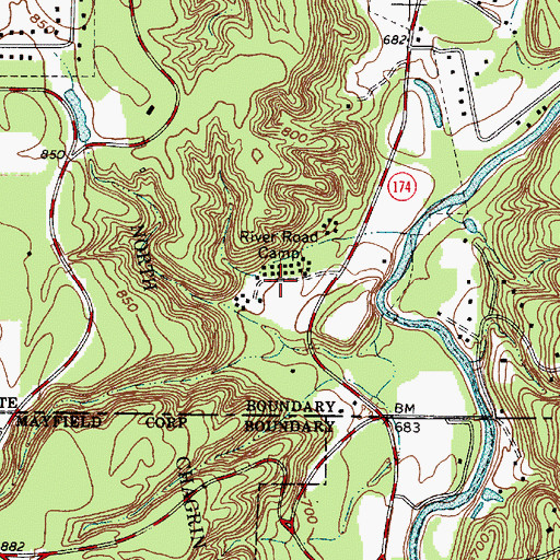 Topographic Map of River Road Camp, OH