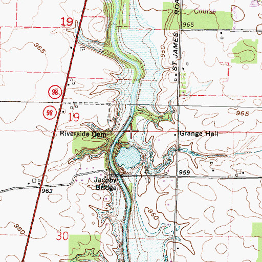 Topographic Map of Riverside Cemetery, OH