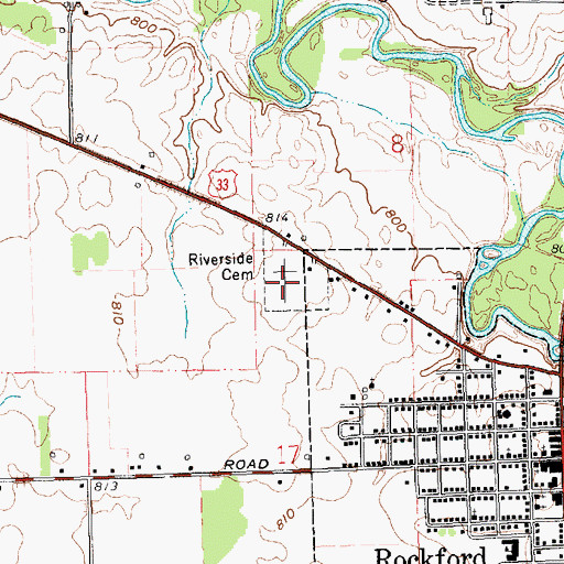 Topographic Map of Riverside Cemetery, OH