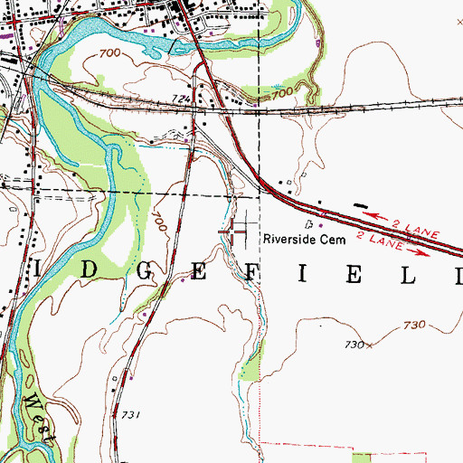 Topographic Map of Riverside Cemetery, OH