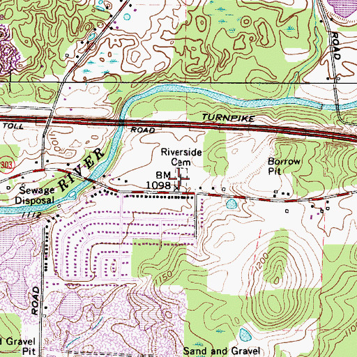 Topographic Map of Riverside Cemetery, OH