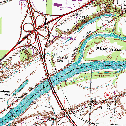 Topographic Map of Riverside Cemetery, OH