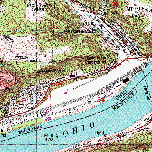 Topographic Map of Riverside-Harrison School (historical), OH