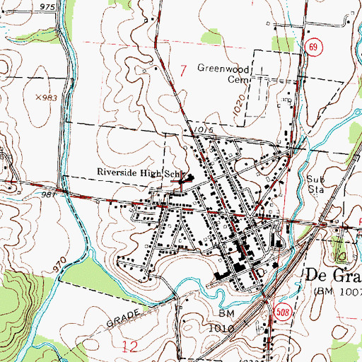 Topographic Map of Riverside High School, OH