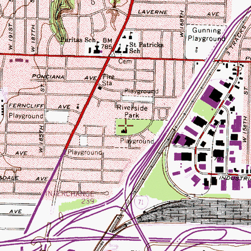 Topographic Map of Riverside Park, OH